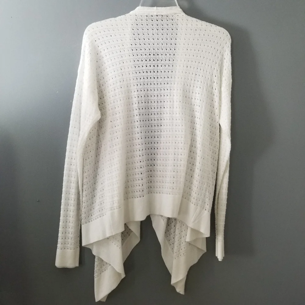 39th & Madison Womens White Knit Open Front Cartigan Sweater Size Medium - Picture 2 of 8
